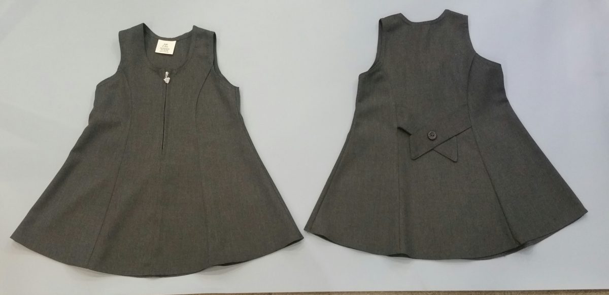 GIRLS Grey/Black Zip Front Pinafore Dress