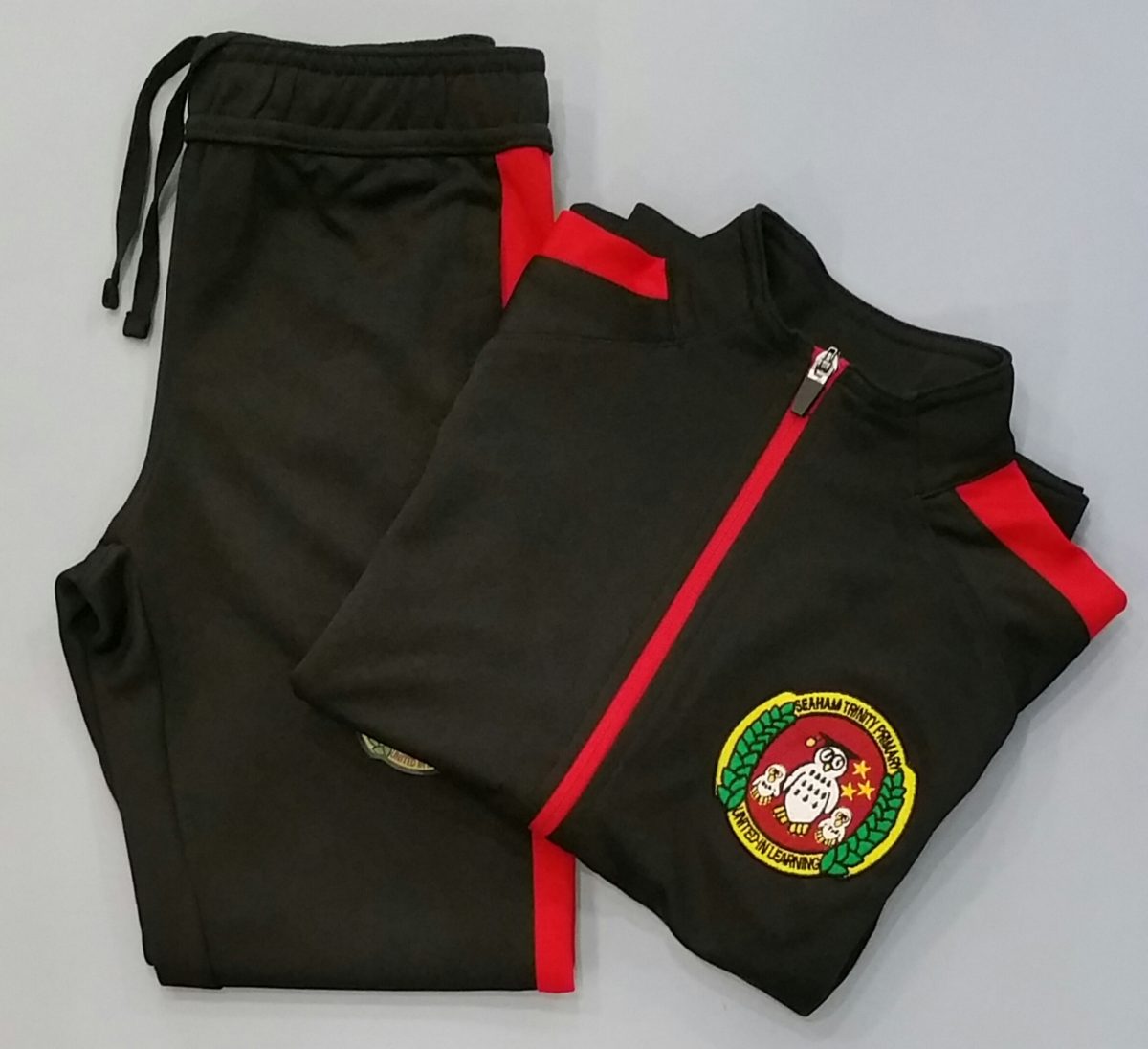 P.E. TRACKSUIT (embroidered school logo zipper with trackpants)