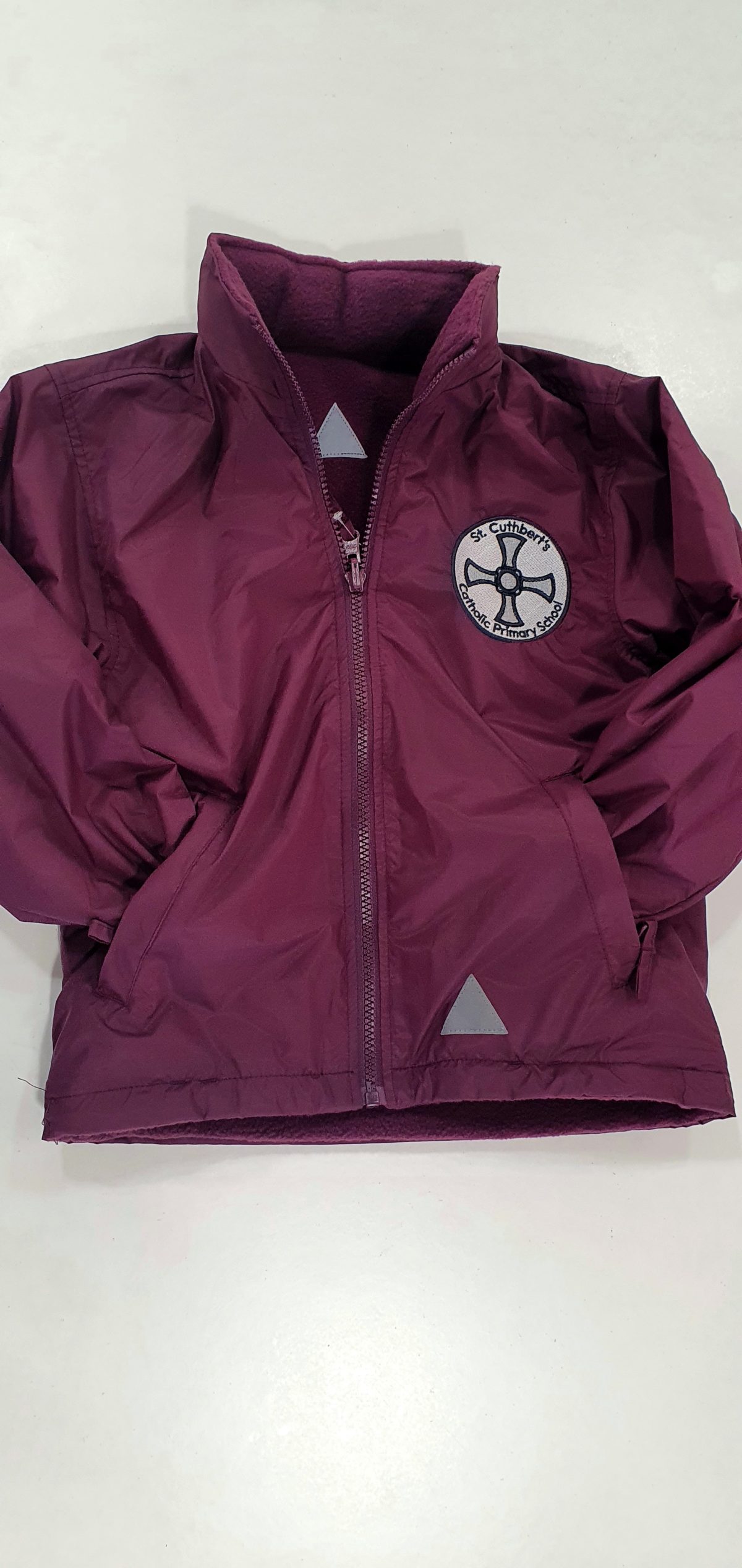 BURGUNDY REVERSIBLE JACKET with embroidered school logo