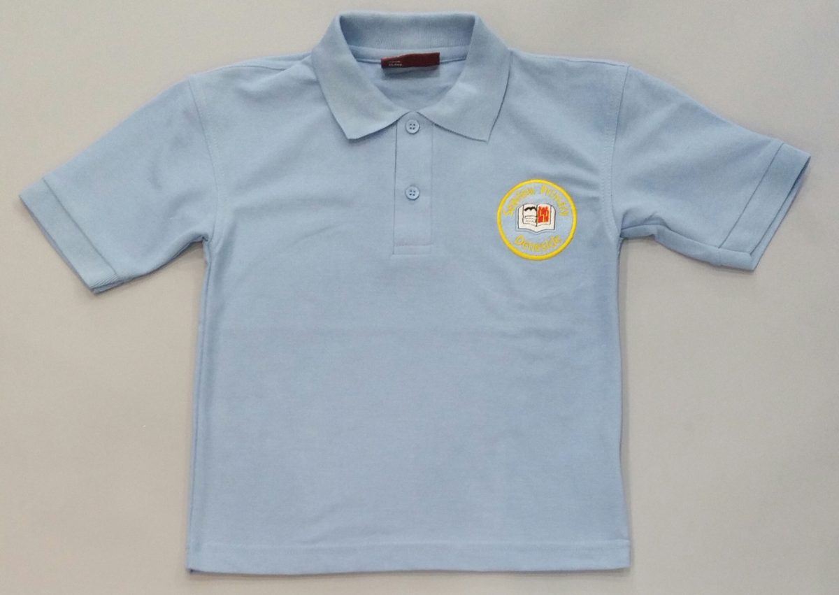SKY BLUE P.E. POLO SHIRT with embroidered school logo
