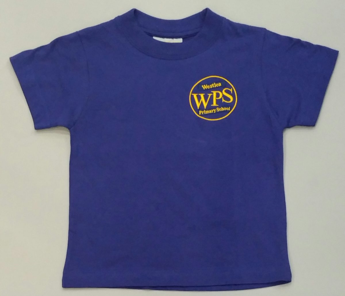 DEEP ROYAL BLUE P.E. ROUNDNECK T-SHIRT with embroidered school logo