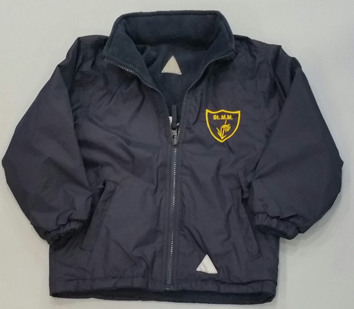 NAVY BLUE REVERSIBLE JACKET with embroidered school